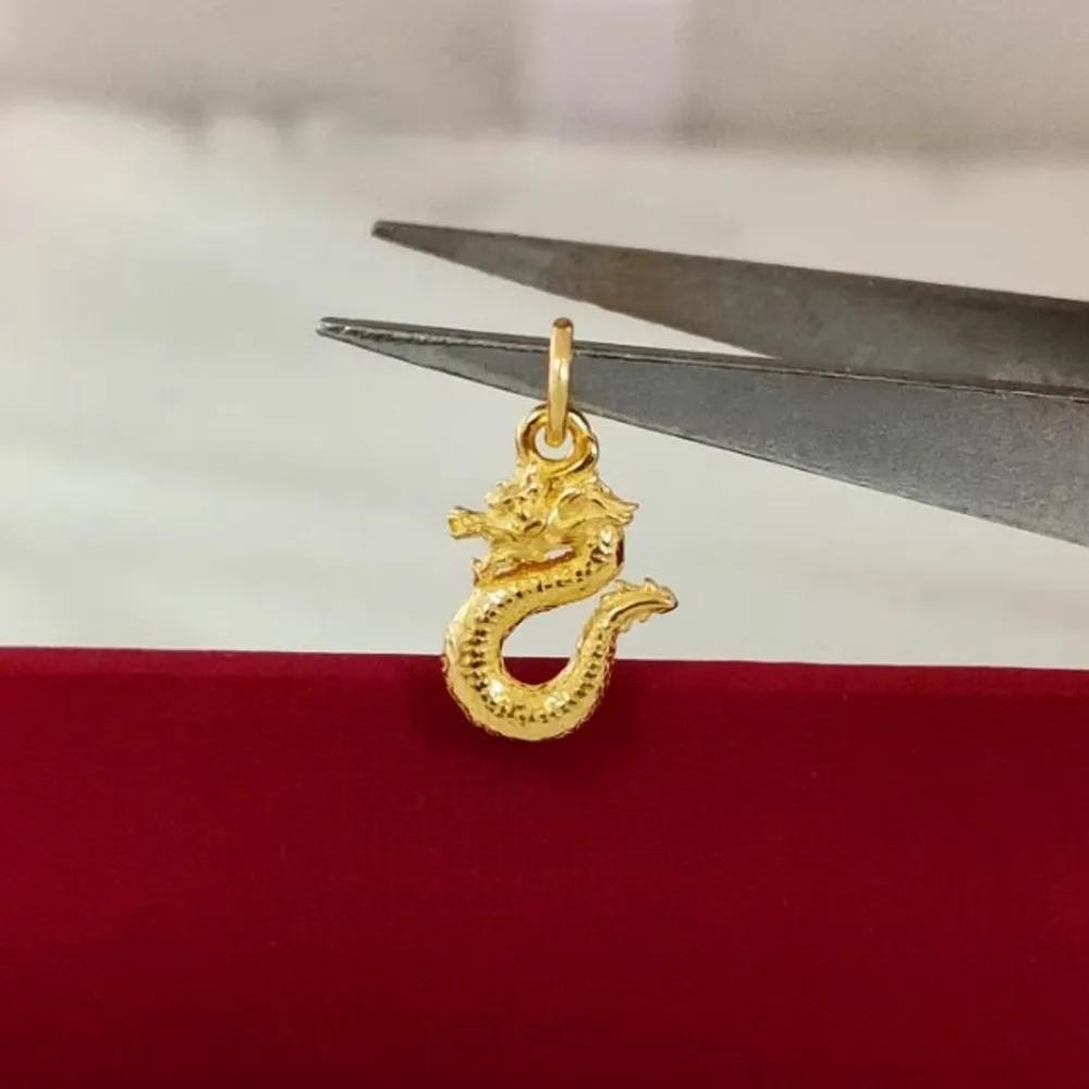 

1PCS Real Pure 999 24K Yellow Gold Men Women Lucky Solid Cute Dragon Small Pendant 0.9-1g