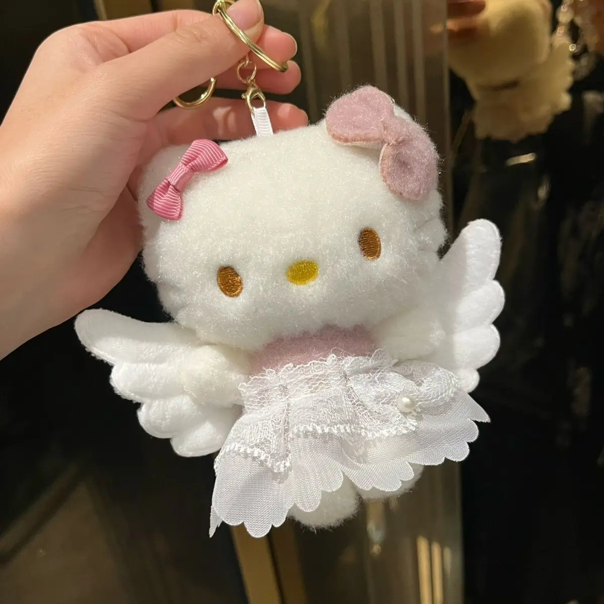 

Kawaii Sanrio, Hello Kitty плюшевая игрушка аниме Ангел Kittys кукла Y2K подвеска брелок сумка Украшение девочка мультфильм детская игрушка подарок