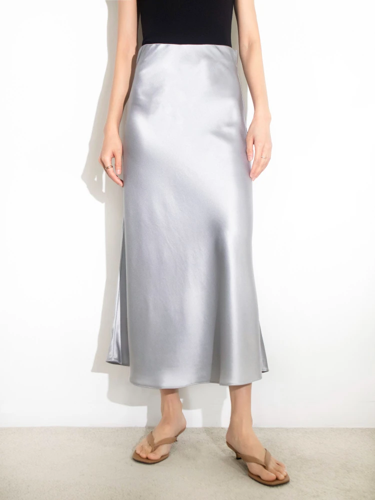 

Grey High Waisted Skirts for Women Solid A-line Slim Fashion Skirts for Women 2024 Temperament Elegant Mid Length Black Skirt