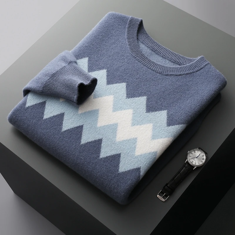 Autumn winter 100% pure wool cashmere sweater men's color matching pullover fashion plus size youth coat high-end knitted coat
Autumn winter 100% pure wool cashmere sweater men's color matching pullover fashion plus size youth coat high-end knitted coat