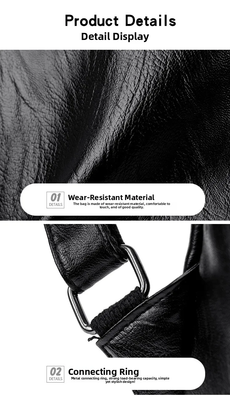 Women's Large Capacity Soft Leather Backpack Fashionable Versatile Travel Bag Urban Minimalist Style PU Material Zipper Opening Women's Large Capacity Soft Leather Backpack Fashionable Versatile Travel Bag Urban Minimalist Style PU Material Zipper Opening