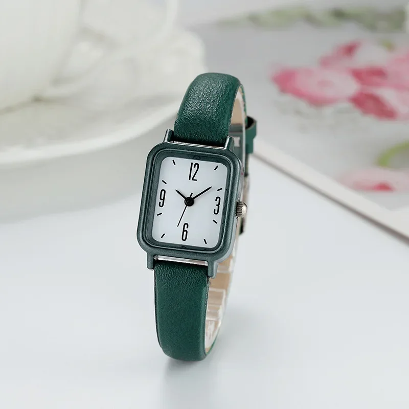 

Retro Square Dial Thin Leather Strap Watches for Women Female Watch Ins Students Korean Style Simple Quartz Wristwatches Relojes