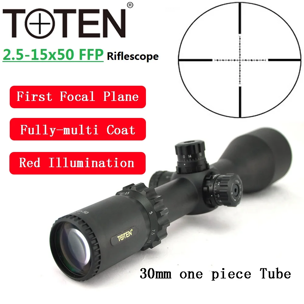 TOTEN 2.5-15x50 FFP Riflescope ar15 m4 Sniper Rifle Scope 30mm Tube Night Red Illumination Long Range Hunting Aim Optical Sight
TOTEN 2.5-15x50 FFP Riflescope ar15 m4 Sniper Rifle Scope 30mm Tube Night Red Illumination Long Range Hunting Aim Optical Sight