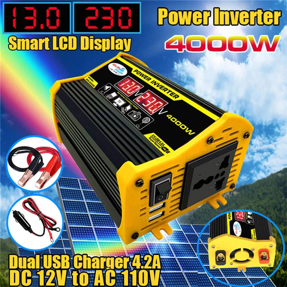 1pc 4000W AC 220V/110V Car Power Inverter Universal Solar Panel Kit Modified Sine Wave Solar Charge Controller 148.5x78x35mm
1pc 4000W AC 220V/110V Car Power Inverter Universal Solar Panel Kit Modified Sine Wave Solar Charge Controller 148.5x78x35mm
