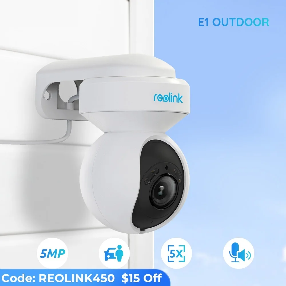 

Top E1 Outdoor 5MP WiFi Camera Human/Car Detection IP Camera PTZ 2-Way Audio Color Night Vision Home Video Surveillance