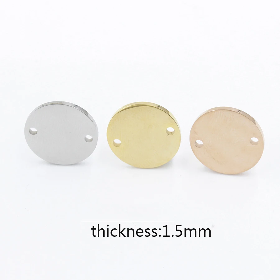

10pcs 8-30mm Round Disc Tags with 2 Holes, Mirror Polished Metal Stamping Blanks Charms, Engravable Round Blanks,Gold Blank Disc