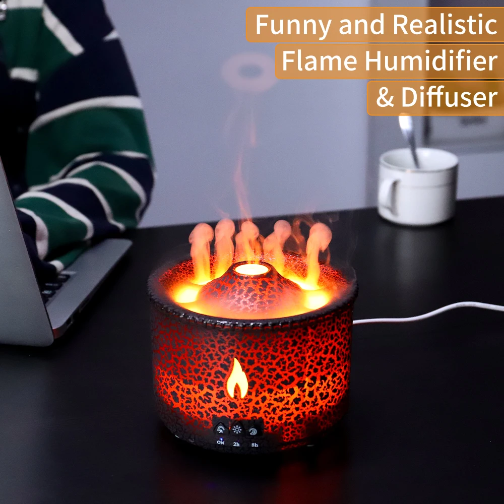 

Jellyfish Volcanic Diffuser Fire Essential Oils Air Humidifiers Flame Aroma Diffuser Mist Room Fragrance Electric Smell for Home