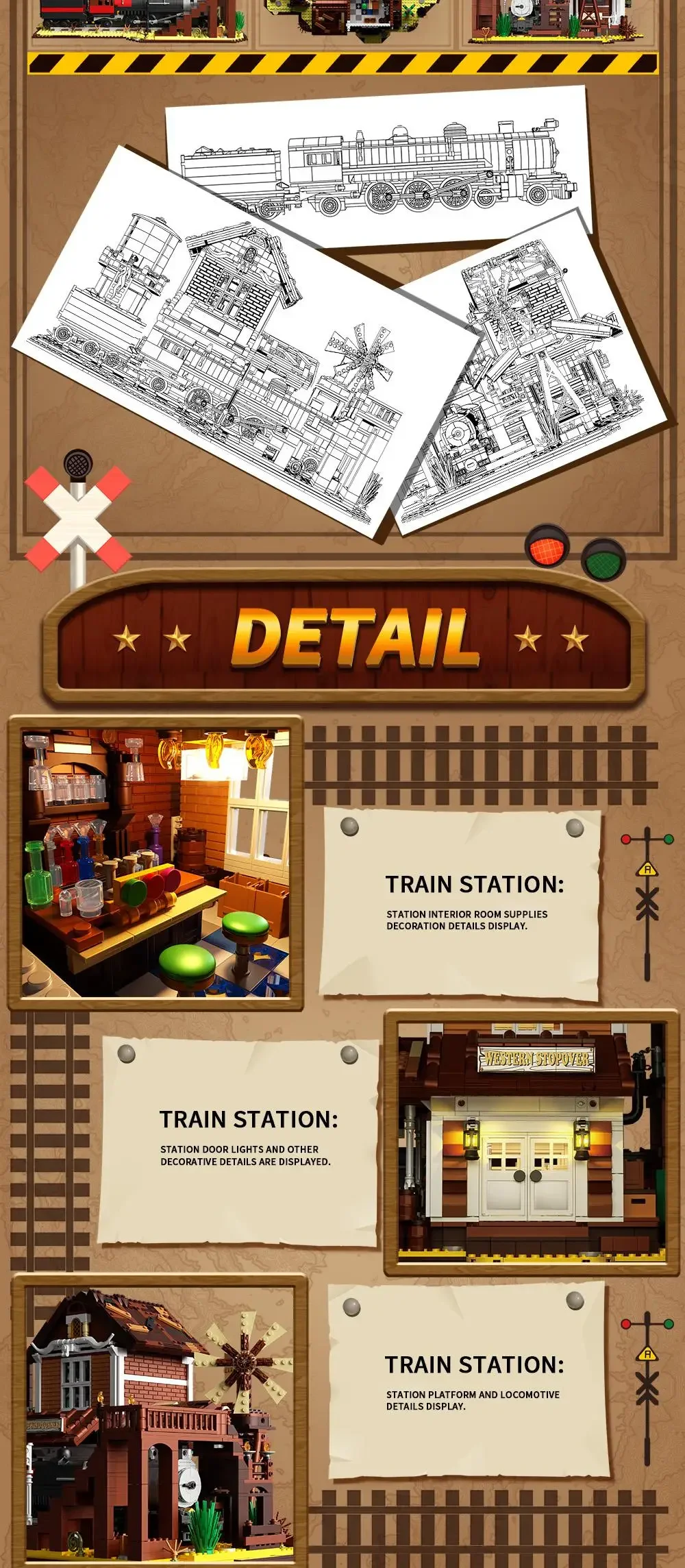 3885PCS Western Railway Station Building Blocks Steam Train City Street View Model Bricks Kids Educational DIY Toys Holiday Gift 3885PCS Western Railway Station Building Blocks Steam Train City Street View Model Bricks Kids Educational DIY Toys Holiday Gift