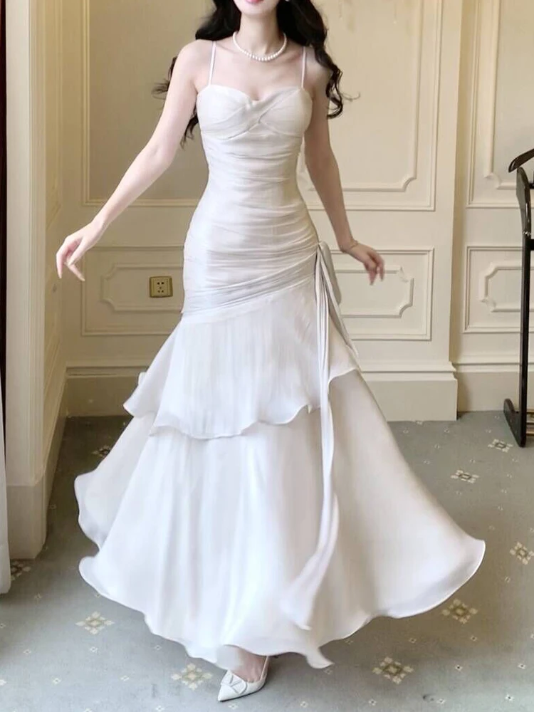 High Quality Ruffled Spaghetti Straps Dress Design Sense French Style Temperament Long Dress Gown
High Quality Ruffled Spaghetti Straps Dress Design Sense French Style Temperament Long Dress Gown