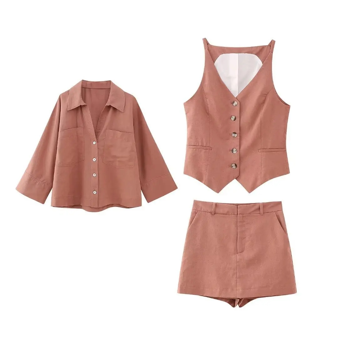 Autumn New Women Double Pocket Linen Blend Shirts & Blouses Solid Single-breasted Vest Casual A Line High Waist Hakama Female
Autumn New Women Double Pocket Linen Blend Shirts & Blouses Solid Single-breasted Vest Casual A Line High Waist Hakama Female