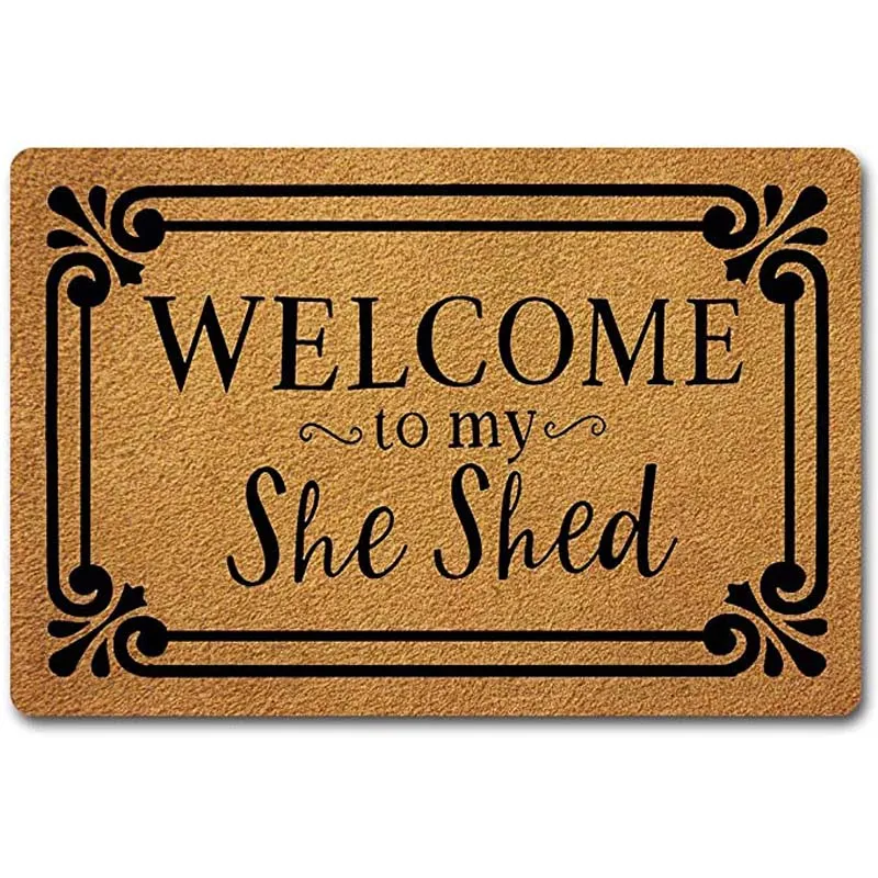 

Entrance Mat Decorative Area Rug Welcome to My She Shed Non-Woven Fabric Top With a Anti-Slip Flannel Back Doormat Prank Gift In