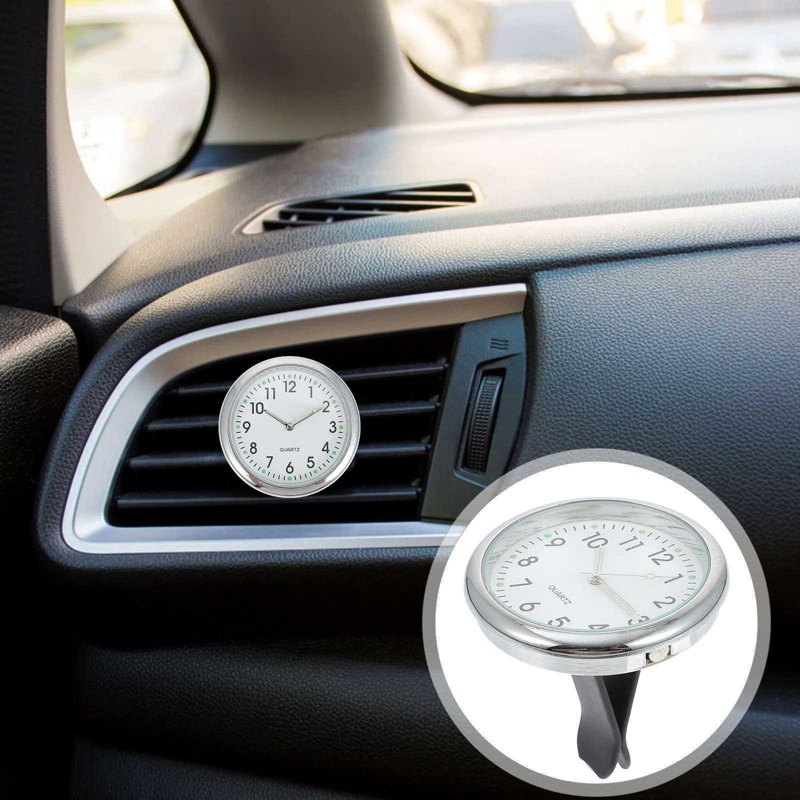 

Watches Car Luminous Clock Mini Vehicle Digital Auto Adhesive Vent Clocks White Dashboard