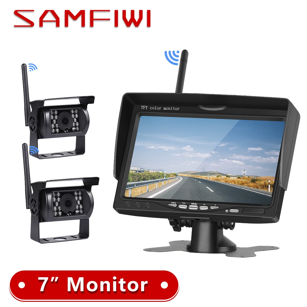 

High Definition Wireless Truck Car Monitor 7" CMOS IR Night Vision Reverse Backup Wifi Camera Parking System
