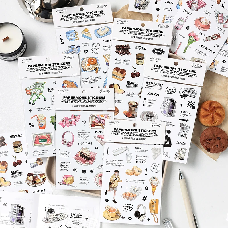 MOHAMM 2 Sheets Simple Snacks Drinks Stickers for Diary Scrapbook Planners DIY Creative Decorative Supplies
MOHAMM 2 Sheets Simple Snacks Drinks Stickers for Diary Scrapbook Planners DIY Creative Decorative Supplies