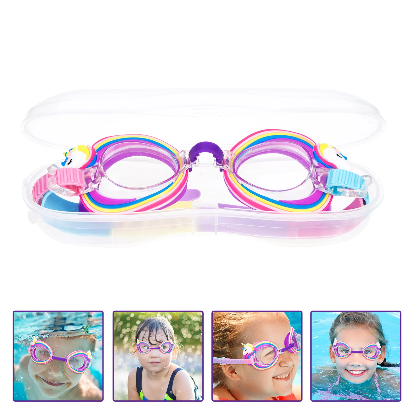 

Cartoon Children's Swimming Goggles for Toddlers Age 2-4 Silica Gel Kids Lovely Swim Goggles With Nose Cover