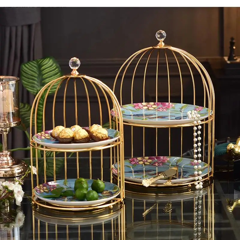 Creative Double-layer Fruit Plate Nordic Exquisite Bird Cage Cake Stand Household Tableware Dessert Snack Dish Ceramic Tray
Creative Double-layer Fruit Plate Nordic Exquisite Bird Cage Cake Stand Household Tableware Dessert Snack Dish Ceramic Tray