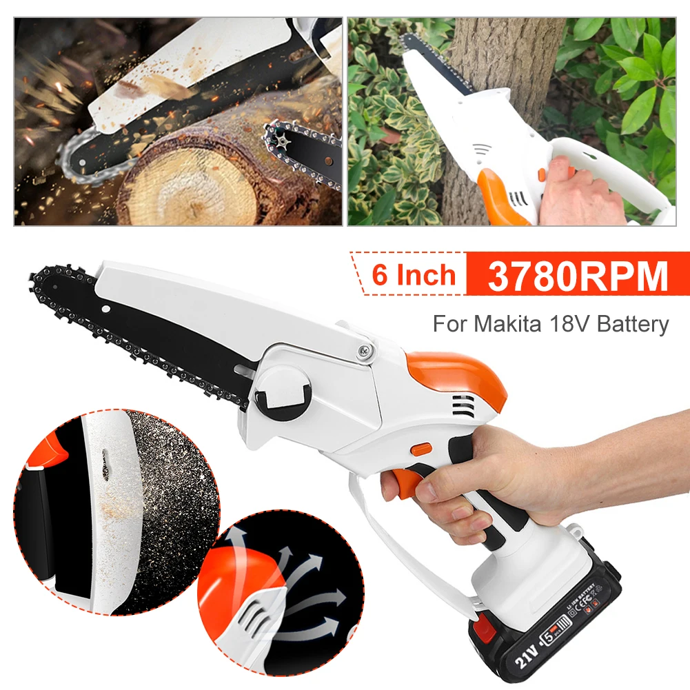 20000mAh 21V 6 inch mini Electric Chain Saw Rechargeable Chainsaw 2 Batteries Pruning Garden Power Tool for Makita 18V Battery
20000mAh 21V 6 inch mini Electric Chain Saw Rechargeable Chainsaw 2 Batteries Pruning Garden Power Tool for Makita 18V Battery