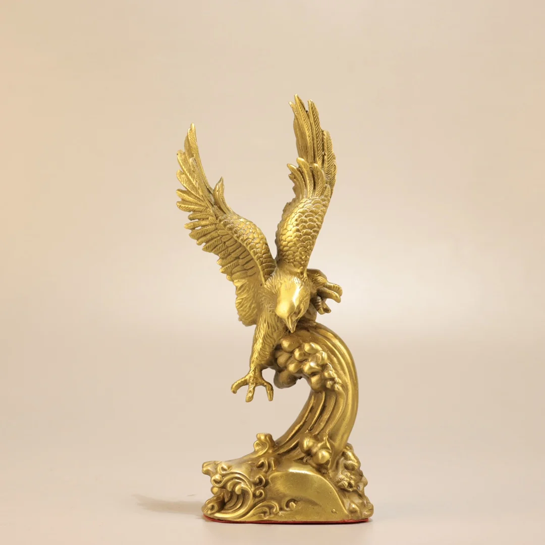 

7"Tibet Temple Collection Brass Eagle Statue Eagle Spreads Its Wings to Fight Against the Sky Amass wealth Ornaments Town house