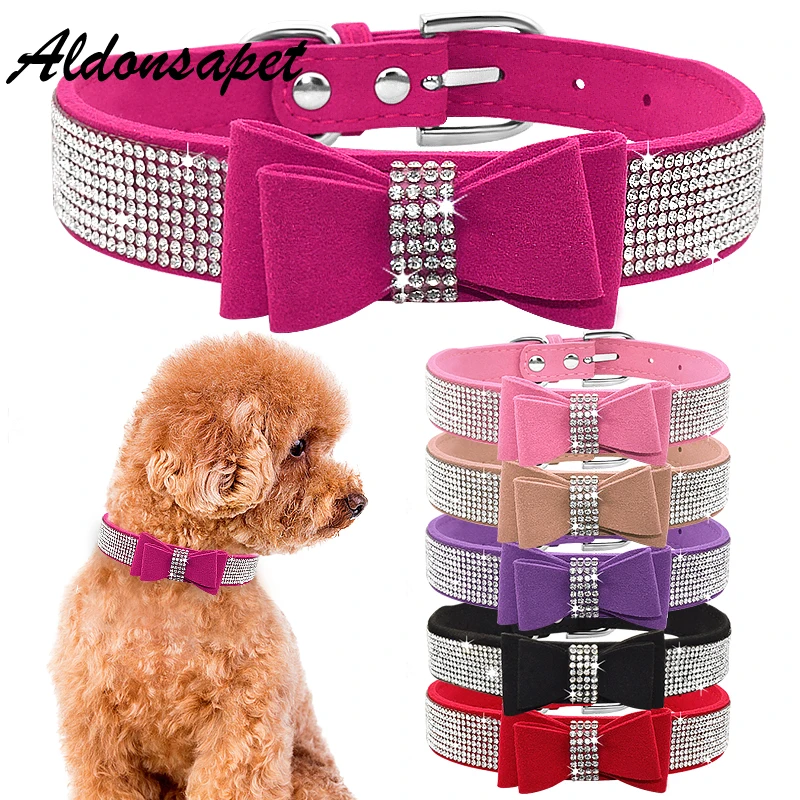 Bling Rhinestone Bow Tie Dog Collar For Small Medium Large Dogs Glitter Crystal Diamond Dog Collars Soft Leather Pet Dog Collar
Bling Rhinestone Bow Tie Dog Collar For Small Medium Large Dogs Glitter Crystal Diamond Dog Collars Soft Leather Pet Dog Collar