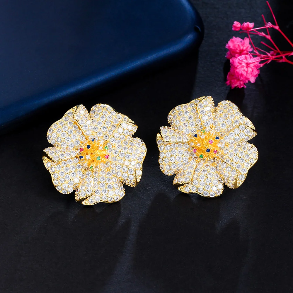 CWWZircons Bright Full Micro Cubic Zirconia Paved African Gold Plated Big Geometric Flower Earrings for Women Party Wear CZ275
CWWZircons Bright Full Micro Cubic Zirconia Paved African Gold Plated Big Geometric Flower Earrings for Women Party Wear CZ275