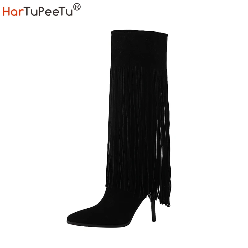 Big Size 34-48 Women Boots Knee High 2023 New Fashion Shoes Fringe Retro Flock Thin Heels Fall Winter Warm Black Green Booties
Big Size 34-48 Women Boots Knee High 2023 New Fashion Shoes Fringe Retro Flock Thin Heels Fall Winter Warm Black Green Booties