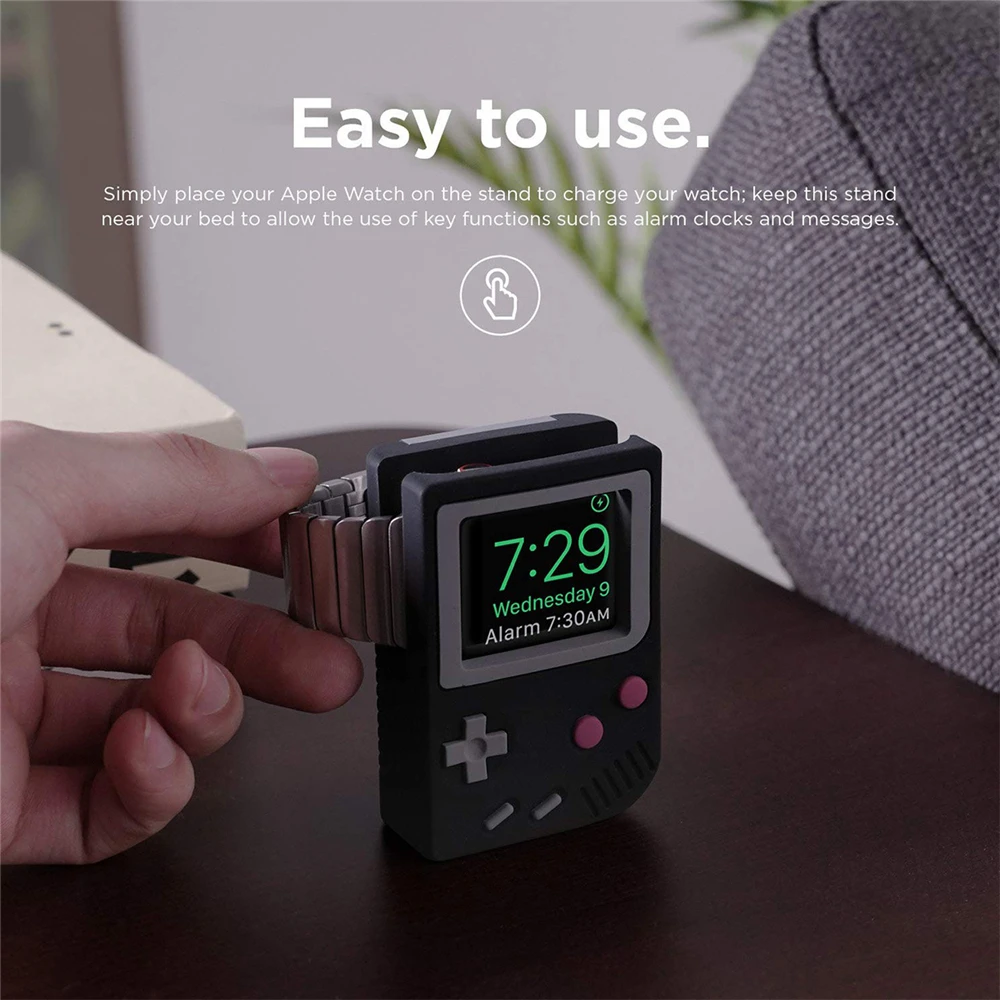 

For iWatch Series 1/2/3/4 42mm 38mm 40mm 44mm Silicone Retro Game Console Design Charge Desktop Stand Holder Station Dock