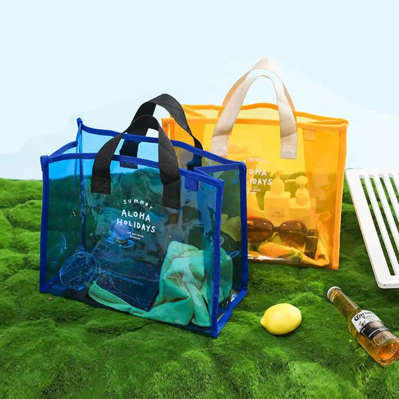 

Пляжные сумки, сетчатая прозрачная сумка с защелкой, цветная сумка для плавания, сетчатые Прозрачные Пляжные сумки, Высококачественная сохраняющая тепло сумка