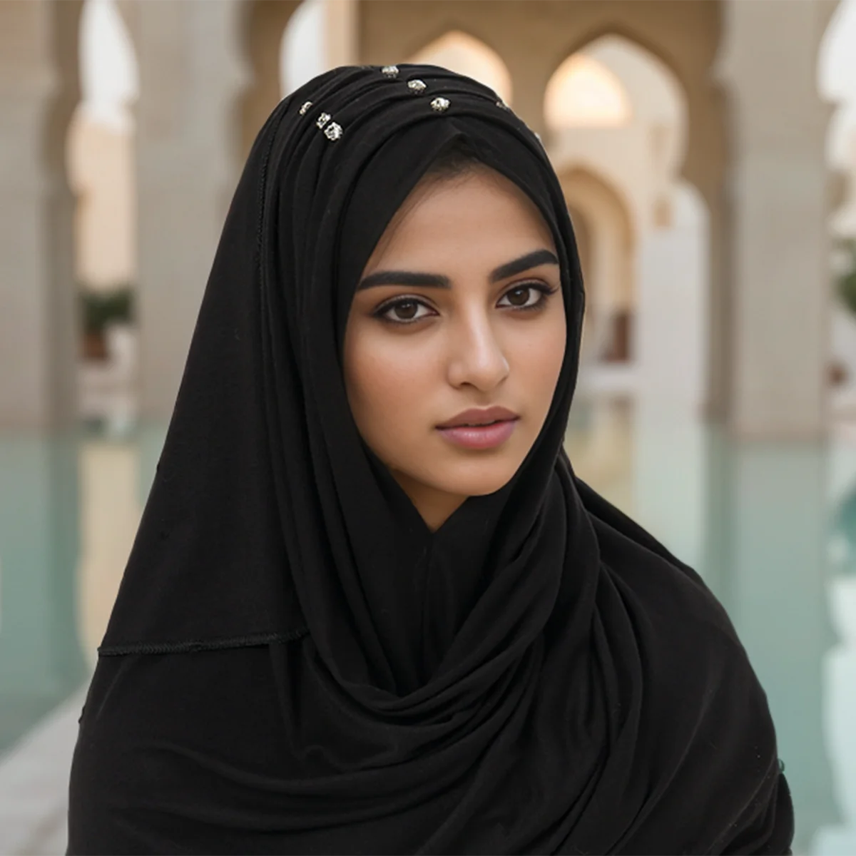 

New Diamonds Instant Jersey Hijab With Rhinestones Muslim Scarf Headwrap Islamic Headscarf Scarf Islamic Turban Headband Ready