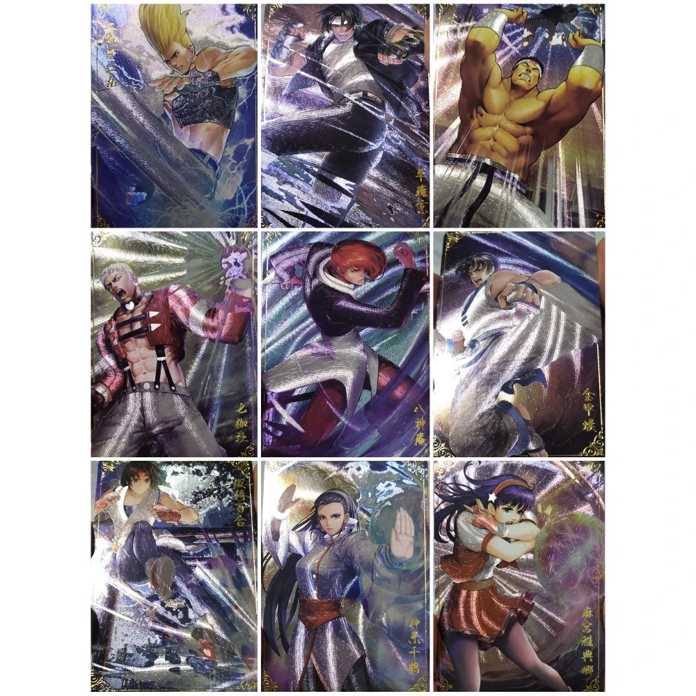 59*86mm 9Pcs/set THEKINGOFFIGHTERS Flash Card Kyo Kusanagi Iori Yagami Asamiya Athena Diy Gift Toys Game Anime Collection Card
59*86mm 9Pcs/set THEKINGOFFIGHTERS Flash Card Kyo Kusanagi Iori Yagami Asamiya Athena Diy Gift Toys Game Anime Collection Card