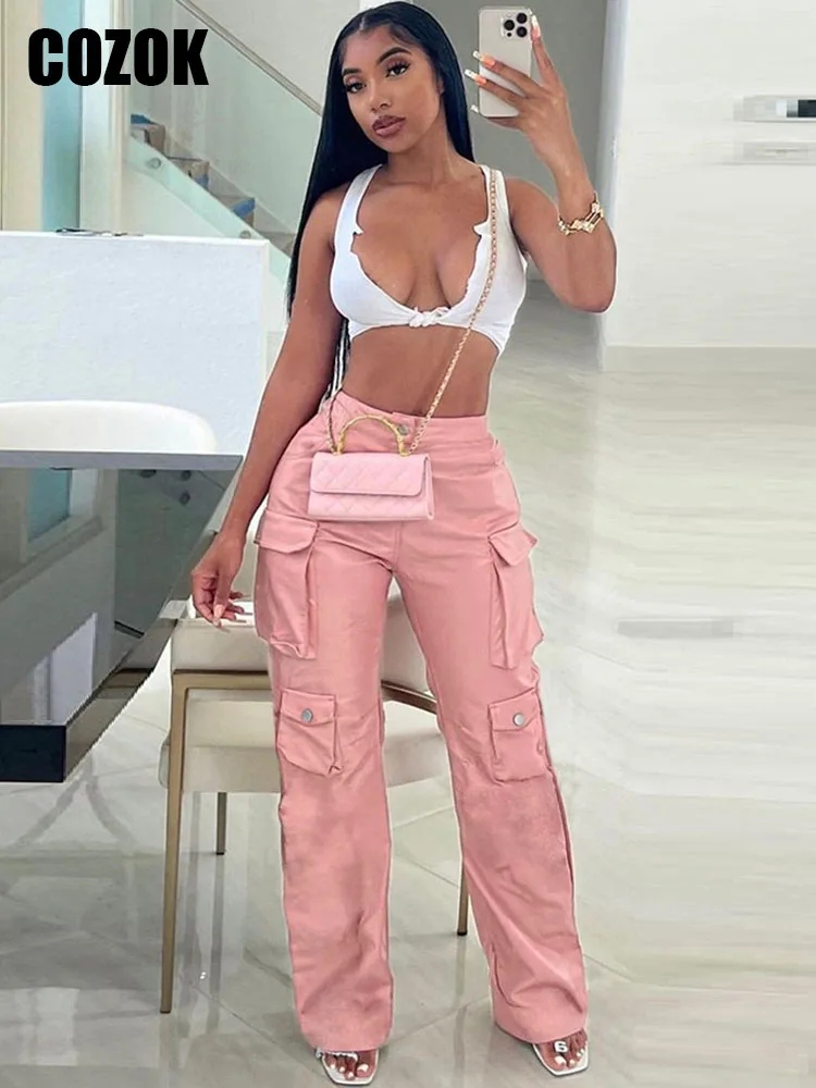 Cozok Fairy Leather Cargo Pants Women Fashion Multi-pocket Straight Y2k High Waist Trousers Wide Leg Straight Streetwear Bottoms
Cozok Fairy Leather Cargo Pants Women Fashion Multi-pocket Straight Y2k High Waist Trousers Wide Leg Straight Streetwear Bottoms