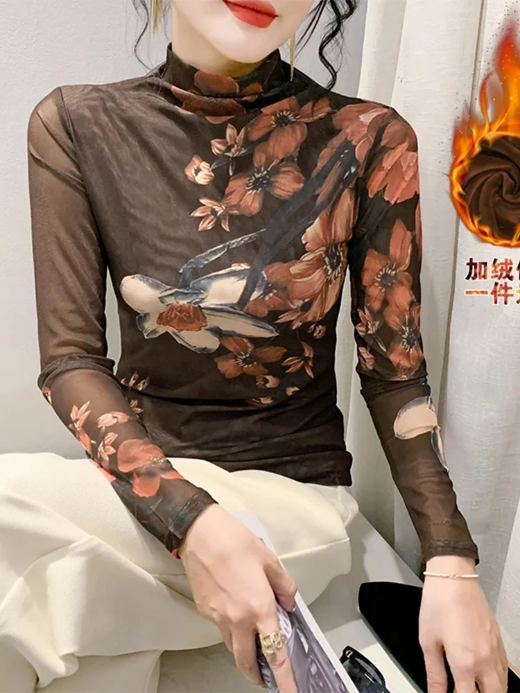 Winsleter Streetwear Tshirt Long Sleeve Tees Women Mock Neck Position Print Thicken Fleece Slim Tops Autumn Winter T30685JM
Winsleter Streetwear Tshirt Long Sleeve Tees Women Mock Neck Position Print Thicken Fleece Slim Tops Autumn Winter T30685JM