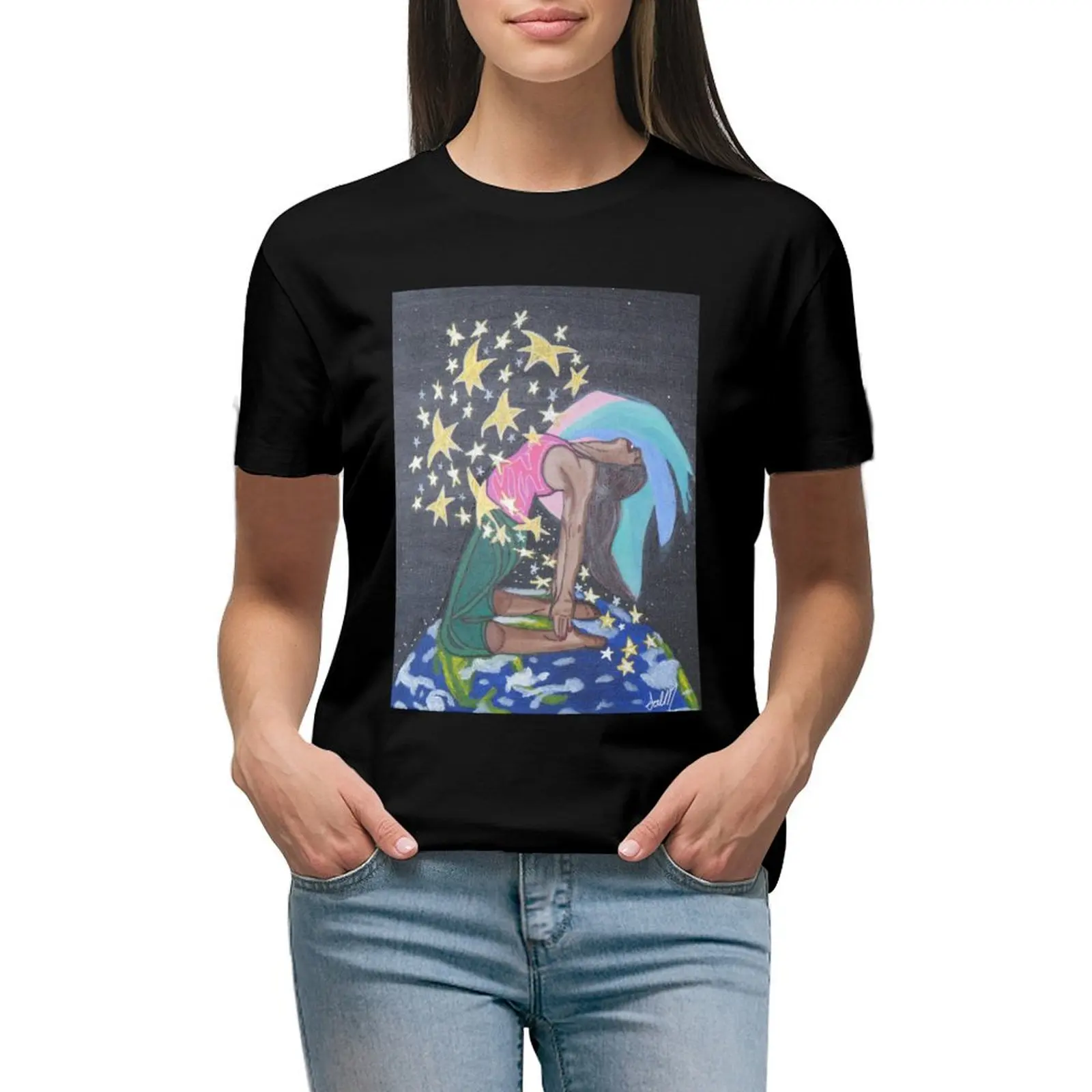Colourful Yoga Starry Original Painting T-shirt oversized anime clothes spring clothes Women 2024
Colourful Yoga Starry Original Painting T-shirt oversized anime clothes spring clothes Women 2024