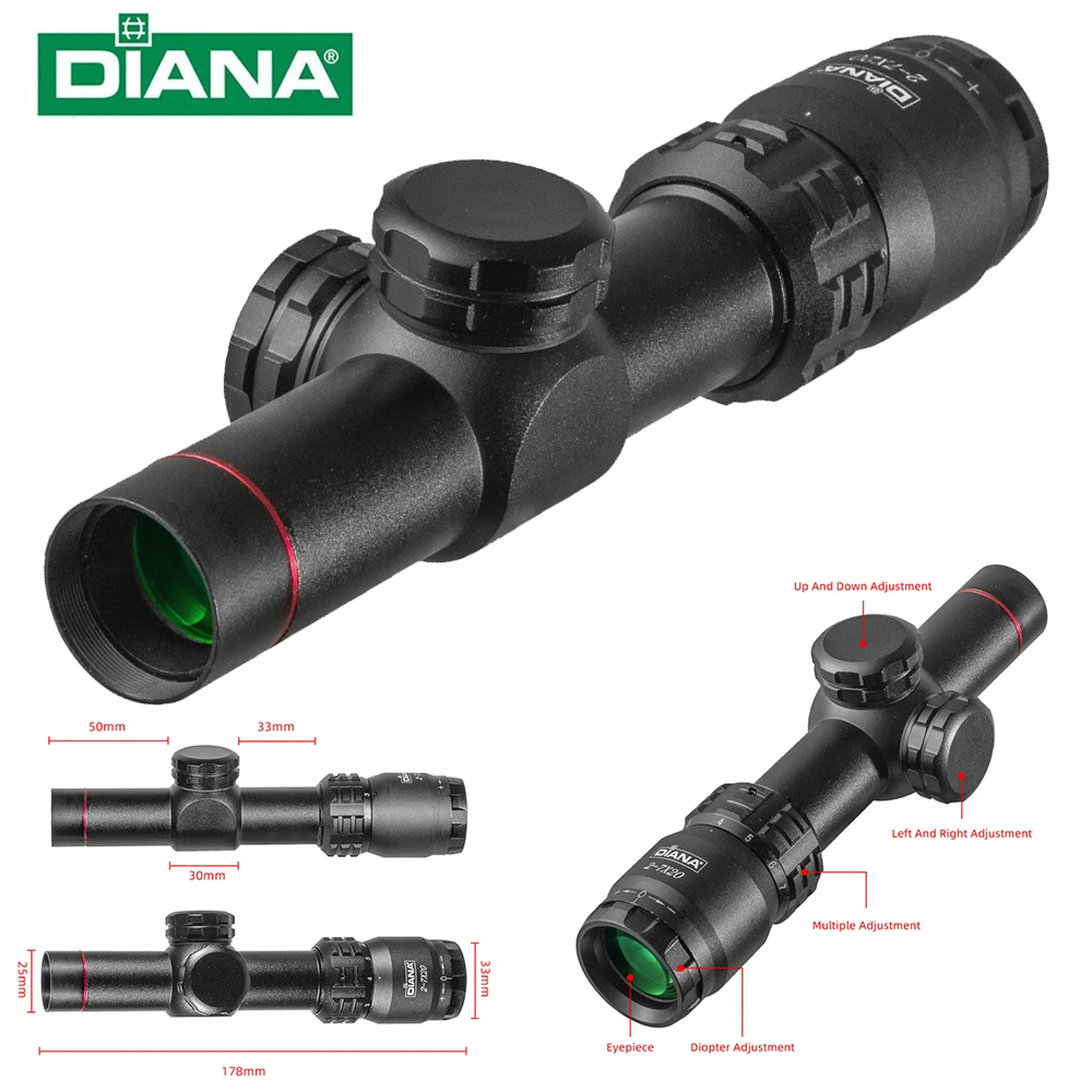 

DIANA 2-7x20 HD Riflescope Mil Dot Reticle Sight Rifle Scope Sniper Hunting Scopes Tactical Rifle Scope Airsoft Air Guns Pocket