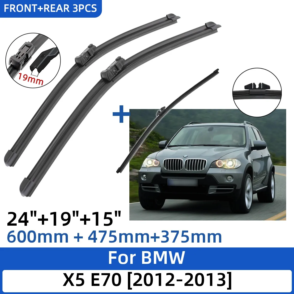 Щетки стеклоочистителя для BMW X5 E70, 2012-2013 дюйма, 24 + 19 + 15 дюймов, 3 шт.
Щетки стеклоочистителя для BMW X5 E70, 2012-2013 дюйма, 24 + 19 + 15 дюймов, 3 шт.