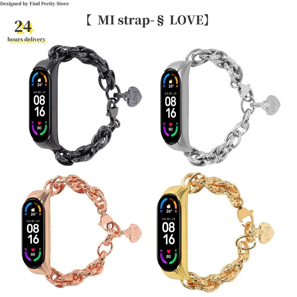 

LOVE Strap Mi Band 8 7 3 4 5 6 Strap Accessories for Xiaomi Mi Band 6/5/4/3 Bracelet Watchband Replacement Elastic Bands