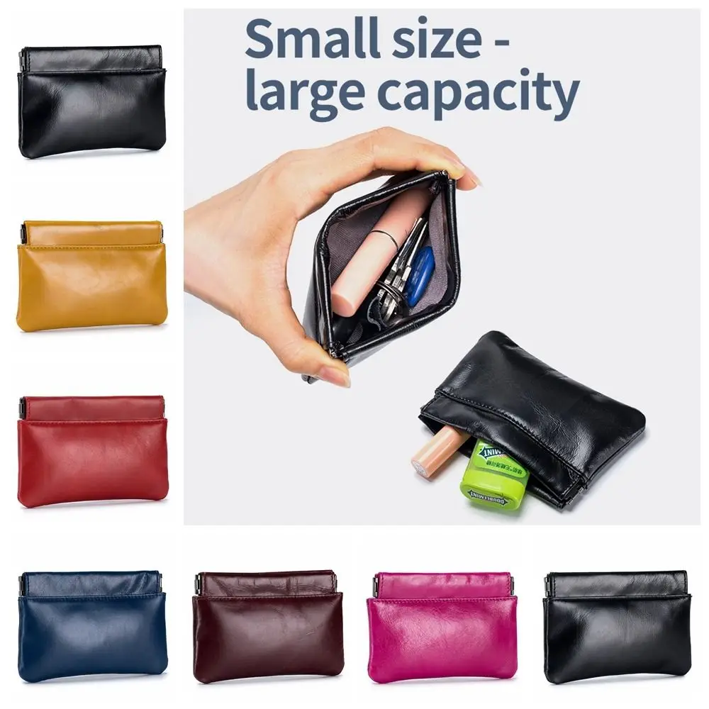 

Solid Color PU Leaf Spring Bag Coin Purse Cosmetic Bag Self-closing Storage Bag Small Item Bags Mini Lipstick Bag Travel