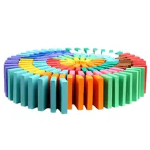 Wooden Domino Blocks Education Racing Game Colorful Building Blocks Bulk Family Game For Kids And Adults Building Block Tile