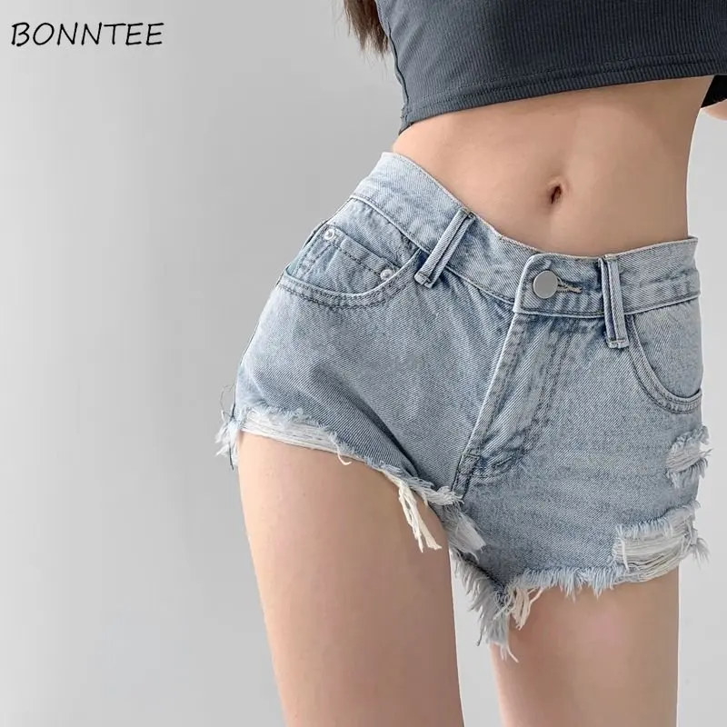 

Denim Shorts Women Tassel Hole Classics Charming Cool Summer New Designed Hotsweet Korean Style Simple All-match Ladies Casual