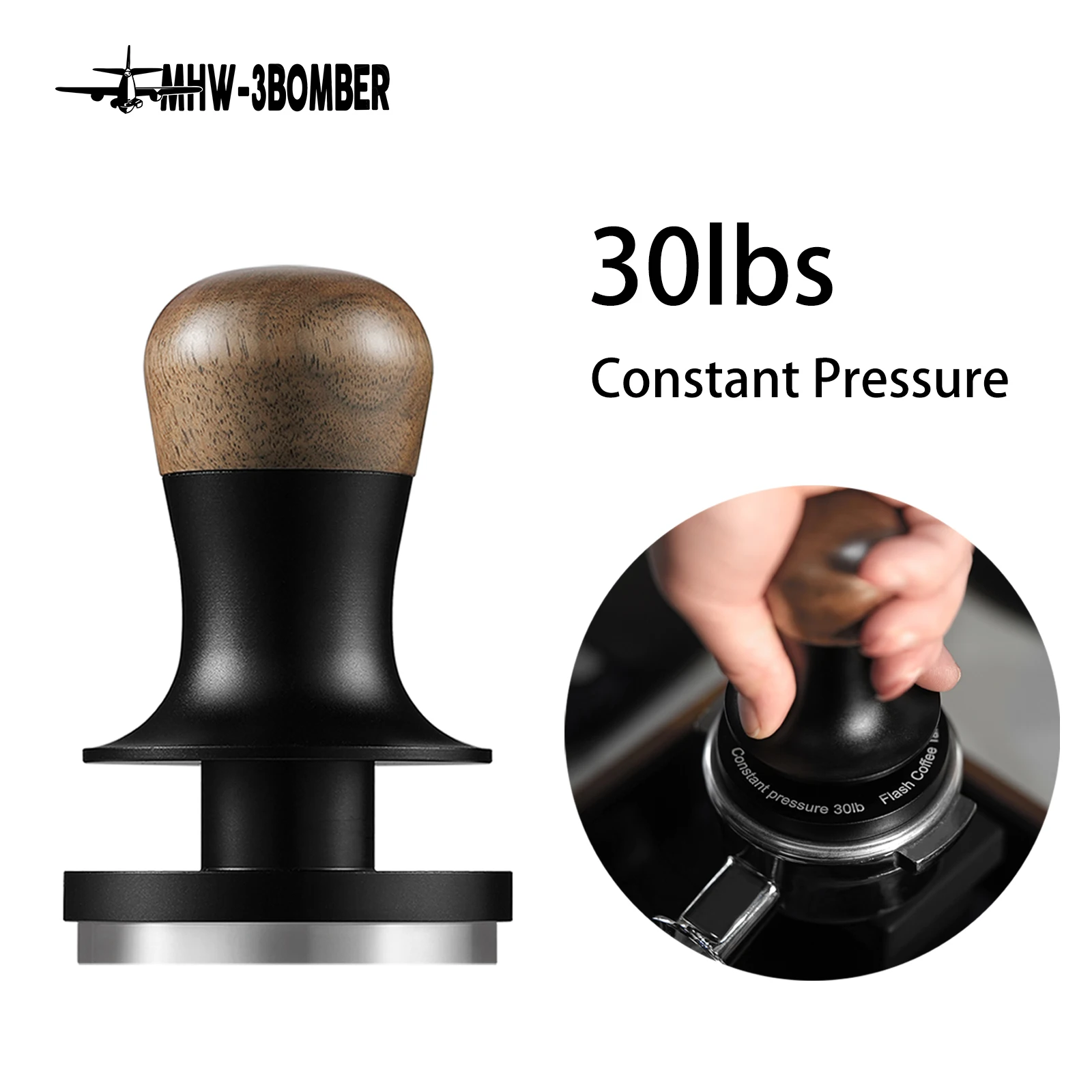 

MHW-3BOMBER 30lb Constant Pressure Coffee Tamper 51mm 53mm 58mm Espresso Tampers with Calibrated Spring Loaded Barista Tool