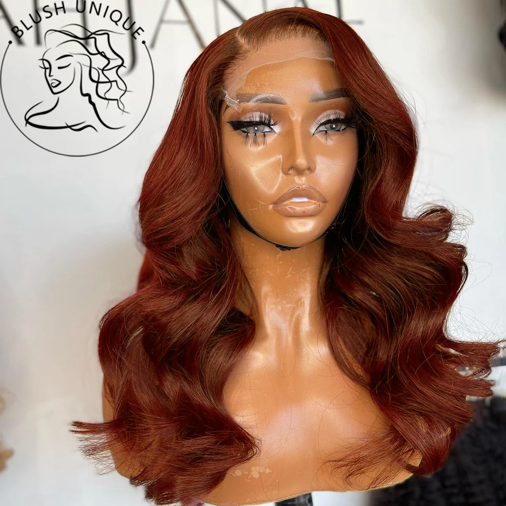 

Reddish Brown Lace Front Wigs 13x4 Body Wave Auburn Colored Lace Front Wigs Copper Red 180 Density Synthetic Glueless Lace Wig