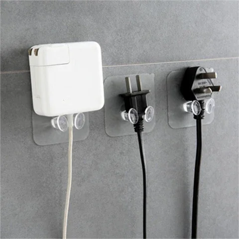

20 Pcs Wall Storage Hook Punch-free Power Plug Socket Holder Kitchen Stealth Hook Wall Adhesive Hanger Bathroom