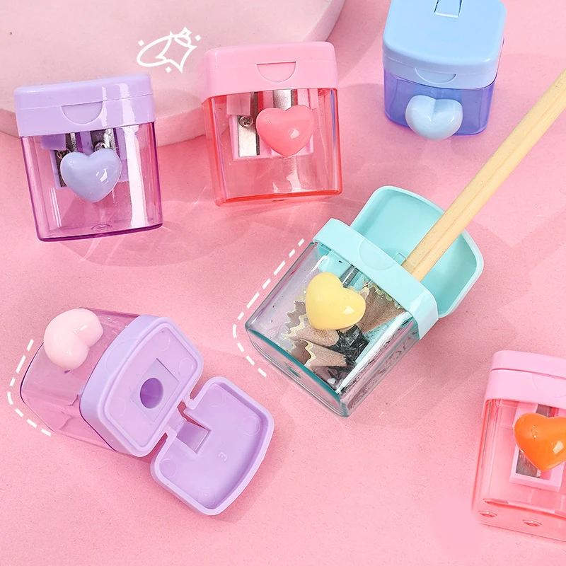 Mini Single Double Holes Heart Sharpener Portable Clear Pencil Sharpener With Lid Class Rewards Party Supplies For Children Gift
Mini Single Double Holes Heart Sharpener Portable Clear Pencil Sharpener With Lid Class Rewards Party Supplies For Children Gift