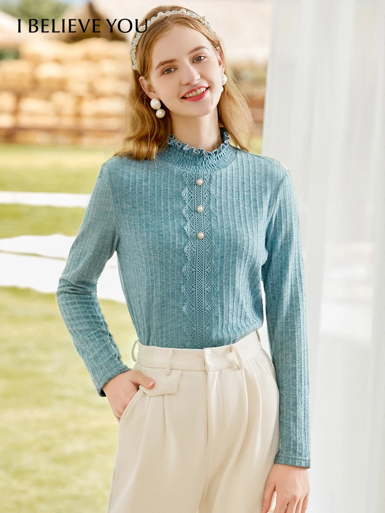 I BELIEVE YOU Sweater for Women Fashion 2022 Autumn/Winter Elegant New Solid Ruffled Collar Long Sleeves Knitted Tops 2214224131 
I BELIEVE YOU Sweater for Women Fashion 2022 Autumn/Winter Elegant New Solid Ruffled Collar Long Sleeves Knitted Tops 2214224131
