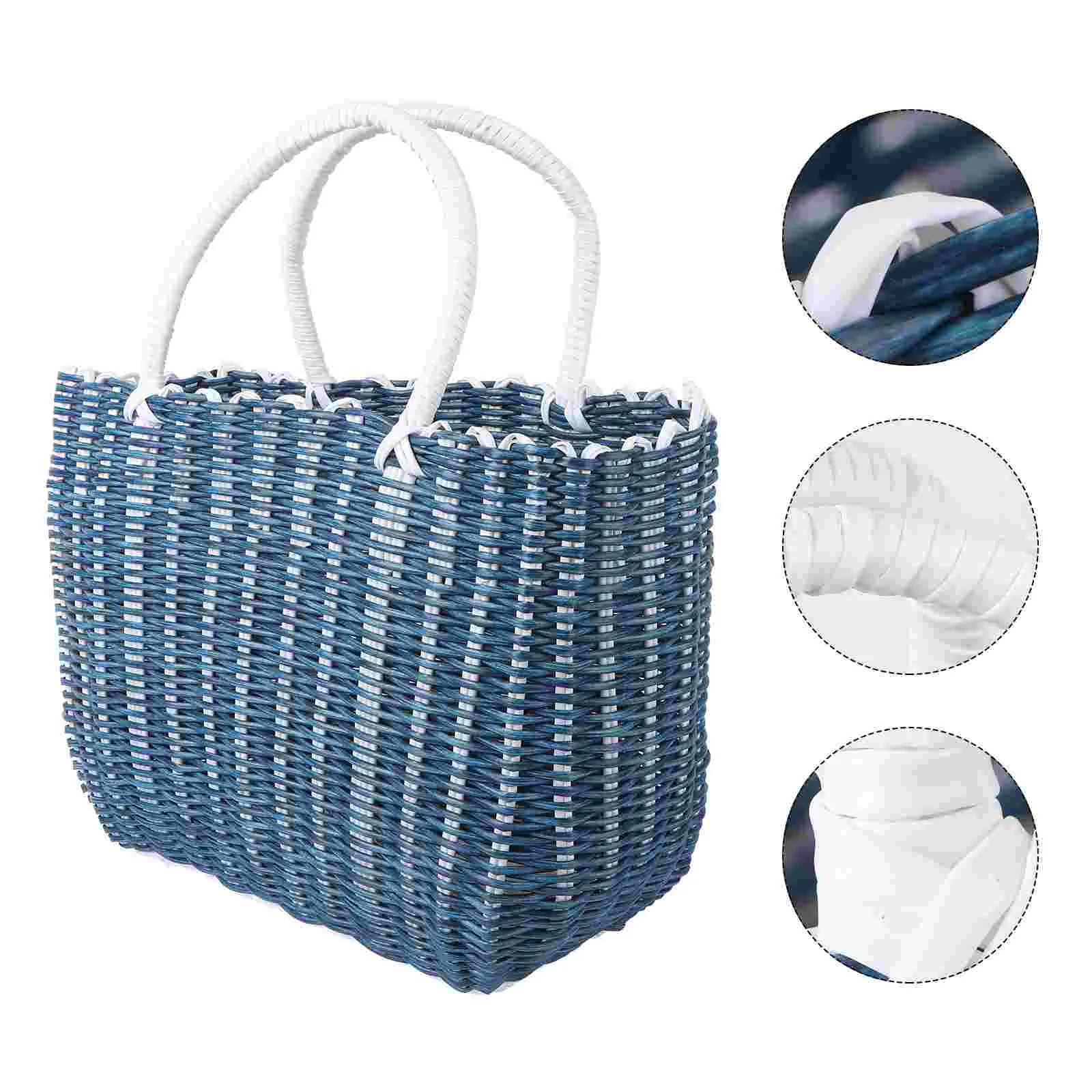 

Плетеная корзина для продуктов, саквояж для покупок в африканском стиле, Соломенная пляжная сумка-тоут с ручками для пикника