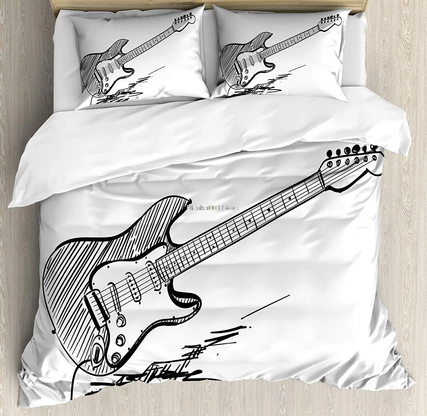 Guitar Duvet Cover Set Hand Drawn Style Electric Guitar on White Backdrop Rock Music Accords Sketch Art Decorative 3 Piece Bed
Guitar Duvet Cover Set Hand Drawn Style Electric Guitar on White Backdrop Rock Music Accords Sketch Art Decorative 3 Piece Bed