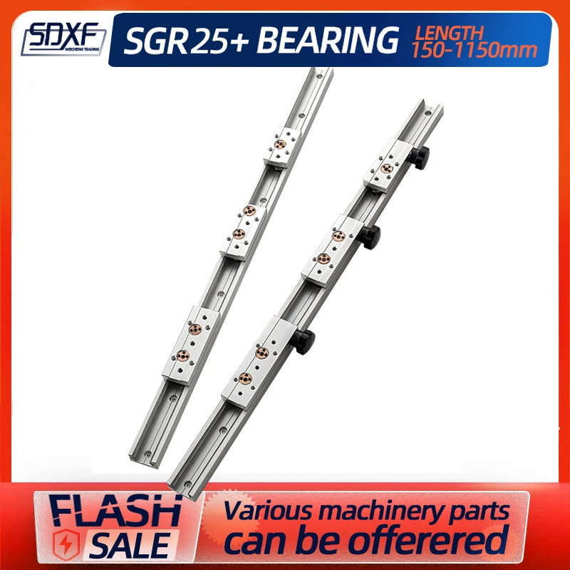 

1/2 PCS Built-in Dual-axis Linear Guide SGR25 Has a Length of 150-1150mm + Slider SGB25-3/4/5 Wheels Lock Series