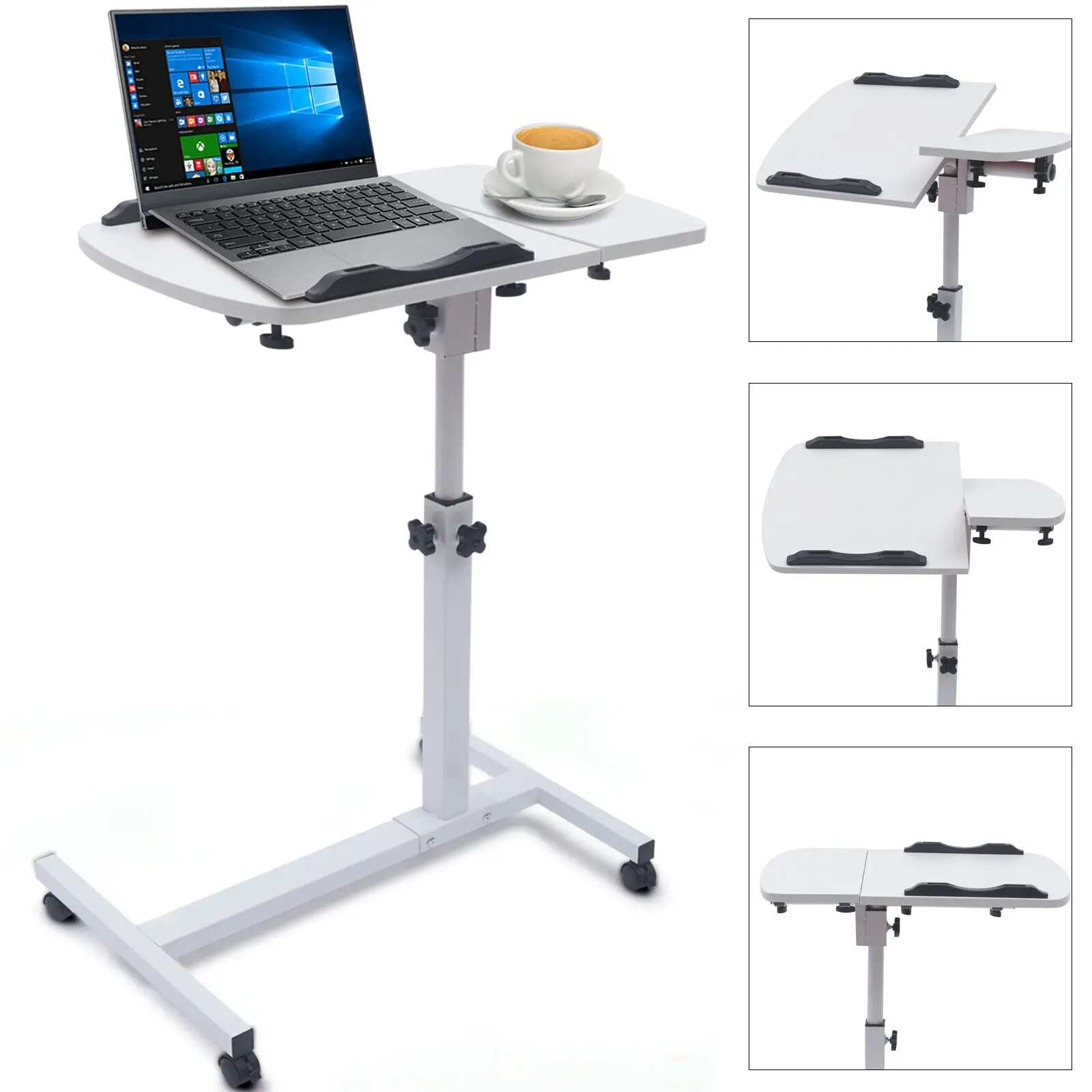 

Rolling Height Angle Adjustable Laptop Sofa Desk Overbed Food Tray Table Stand Side End Table Portable Computer Mobile Stand