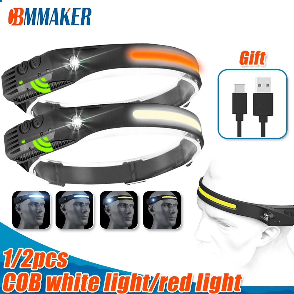 COB Head Lamp LED Senso Headlight USB Rechargeable Head Light Waterproof 5 Lighting Modes Torch for Outdoor Night Running lamp
COB Head Lamp LED Senso Headlight USB Rechargeable Head Light Waterproof 5 Lighting Modes Torch for Outdoor Night Running lamp