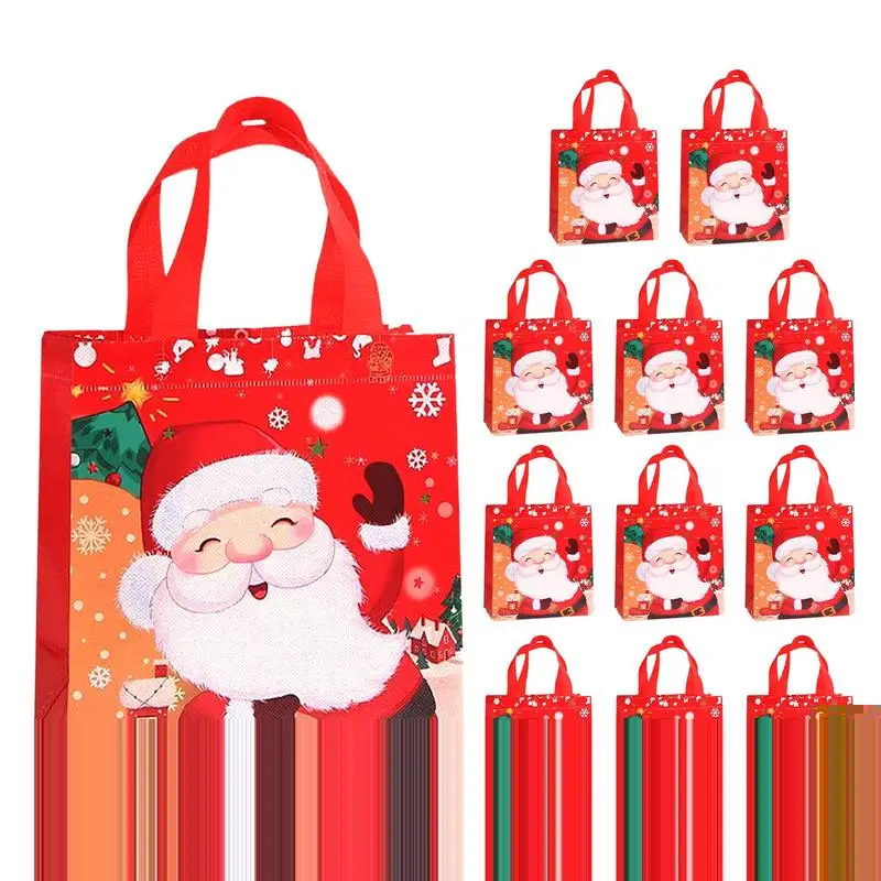 

Christmas Grocery Bag Gift Tote With Handle For Christmas 12pcs Reusable Non-woven Fabric Christmas Shopping Gift Bags For Work