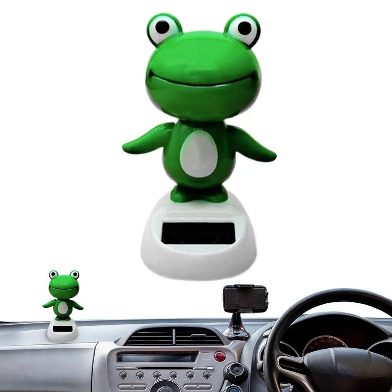 

Animal Solar Bobbleheads Cute Frog Car Solar Decoration Solar Powered Shaking Head Ornament Animated Window Car Dashboard Decor